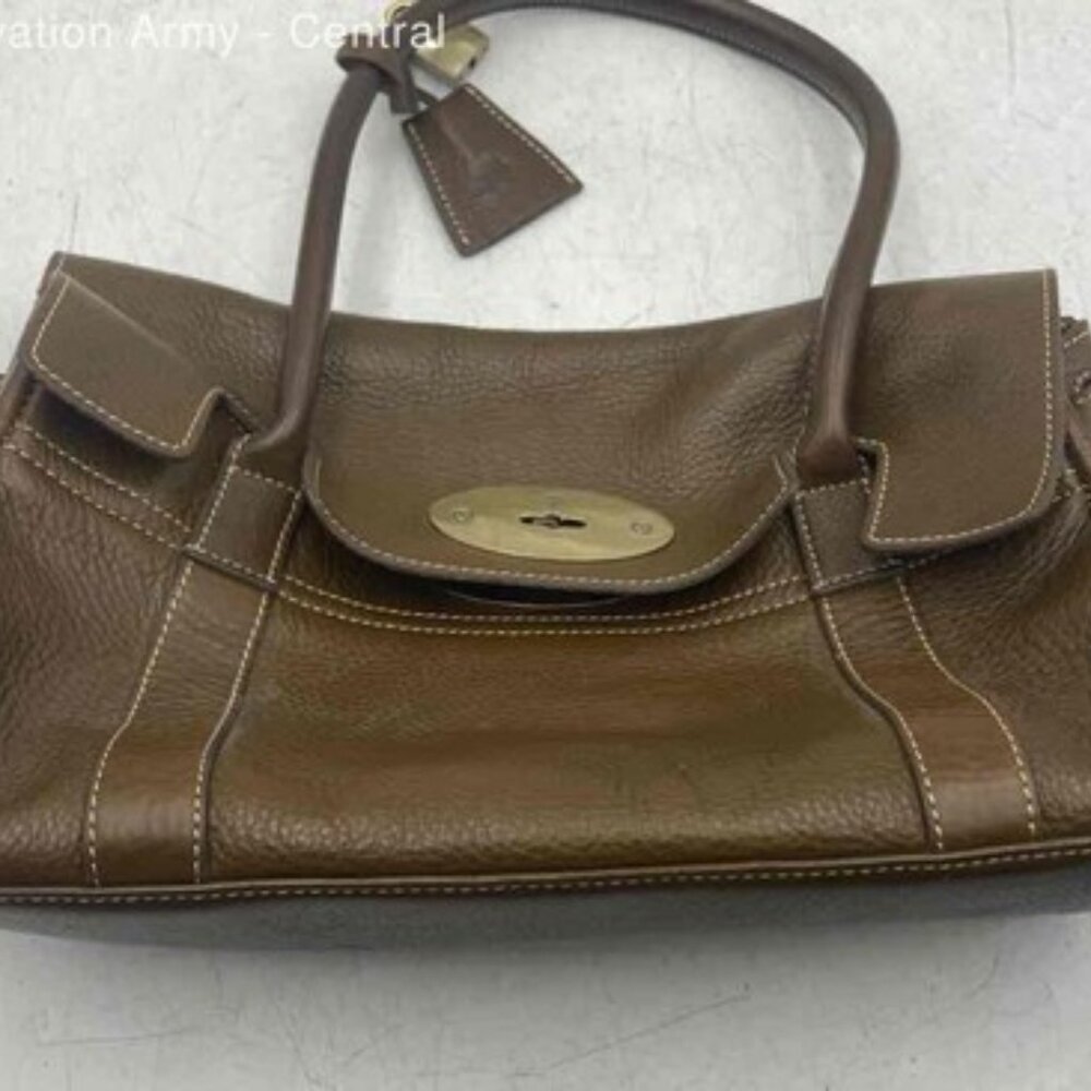 Mulberry Womens Brown Leather Double Handle Turn Lock Travel Tote Bag